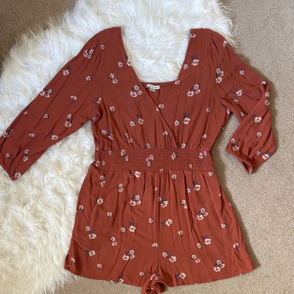 Rust Floral Romper - Picture 1 of 2
